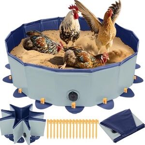 New Open Box Adjustable Chicken Dust Bath Tub - 37.4" Round Bottomless Design